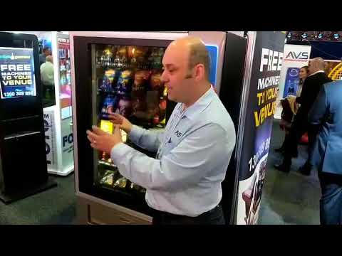 Automatic Vending Specialists demonstrating a refrigerated vending machine in Sydney