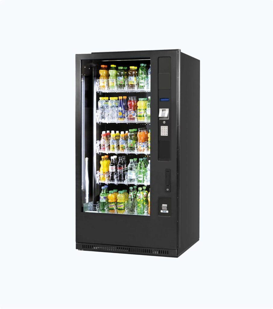 New chilled drink vending machine with a lift delivery system for tetras and fragile items — on show at the Sydney vending machine showroom