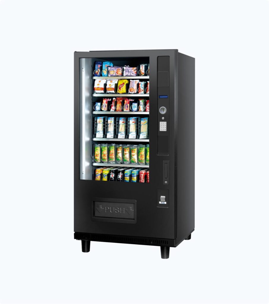 New slim combo vending machine with a lift delivery system — on show at the Sydney vending machine showroom