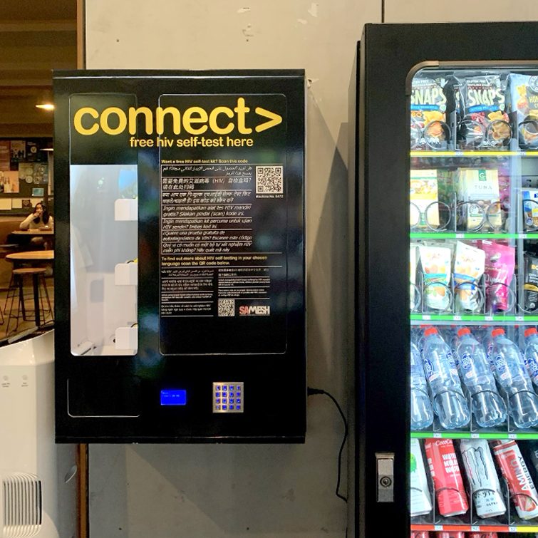 Small wall-mounted vending machine for small packaged items